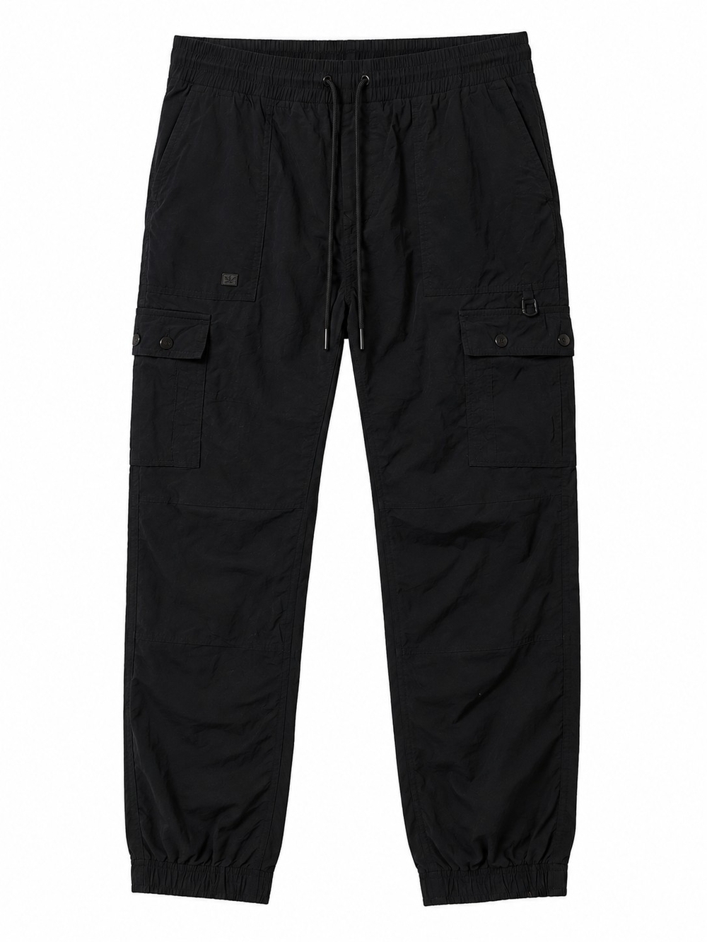 Men's Black Cargo Pants with Elastic Cuffs
